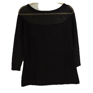 Andrea Jovine Women Mesh Pullover Knit Top XL Black Edgy Witchy Grunge Y2K Style